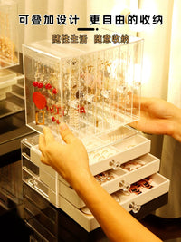 Large Capacity Jewelry Organizer Box for Earrings Necklaces Bracelets Rings, Desktop Vanity Display Storage Case
