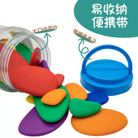 Montessori Stacking Puzzle Colorful Translucent Pebbles Early Education Toy for Preschoolers 3-6 Years