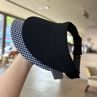Plaid Wide-Brim Sun Visor for Women, UV Protection, Adjustable Sports Cap