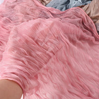 Shiny Pleated Gauze Scarf with Ruffled Edge, Solid Color Breathable Head Wrap
