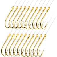 Pre-Tied Double Hook Fishing Rigs with Barbed Gold Hooks for Iseama and Iseni Fishing