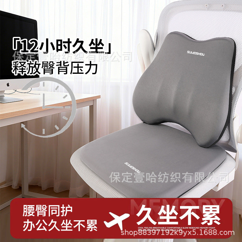 Memory Foam Seat Cushion and Lumbar Support Pillow for Office and Study