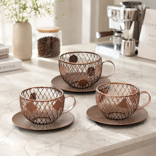 Creative Coffee Cup Candle Holder Set for Desktop & Home Decor