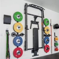 Wall-Mounted Foldable Squat Rack with Adjustable Height for Home Gym, Multifunctional Power Rack