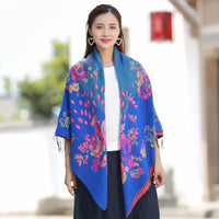 Ethnic Style Thickened Warm Shawl Scarf with Tassels for Winter