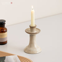 Guilong Wabi-Sabi Style Kiln-Fired Bamboo Joint Ceramic Candle Holder for Home Decor & Photography