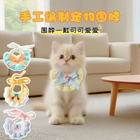 Pet Cat Dog Knitted Bandana Collar Adjustable Drool Bib Scarf for Kittens and Puppies