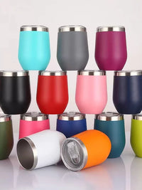 12oz U-Shaped Egg Shell Wine Tumbler, Double-Wall 304 Stainless Steel, Insulated
