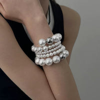 French Retro Multi-layer Pearl Beaded Bracelet Elegant Fashion Accessory