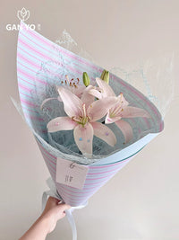 Striped Art Floral Wrapping Paper for Bouquets - 10 Sheets