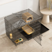 Large Double-Layer Rabbit Cage with Automatic Waste Tray for Indoor Pets