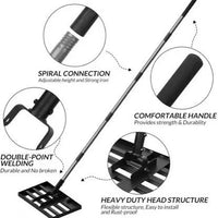 Stainless Steel Golf Course Sand Bunker Rake with 5-Section Handle for Soil Leveling
