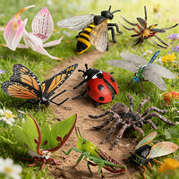 Kids' Educational Insect and Animal Figurines Set - Cicada, Mantis, Butterfly, Bee Models