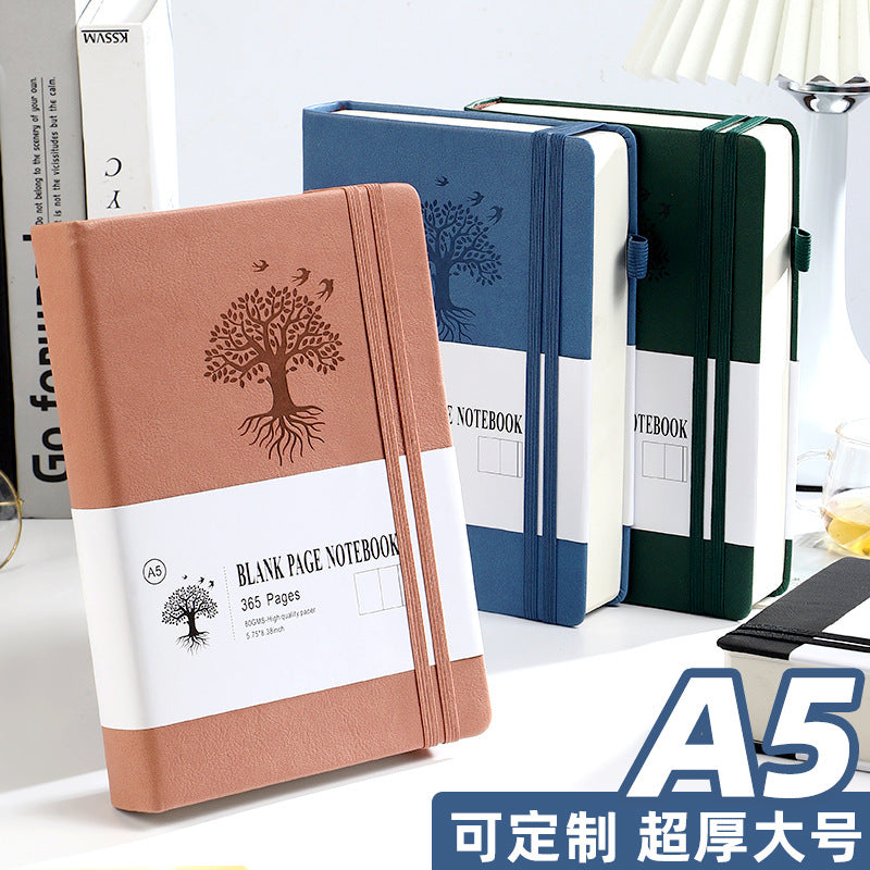Macaron A5 Blank Notebook with Hardcover and Elastic Band, High-Value Student Journal for Travel and Drawing
