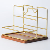 Cross-Border Wooden Tissue Holder Restaurant Napkin Storage Rack Iron-Wood Combination Tissue Storage Rack Coffee Shop Napkin Holder
