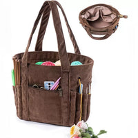 Corduroy Yarn Storage Bag Large Capacity Handbag for Knitting Crochet Tools