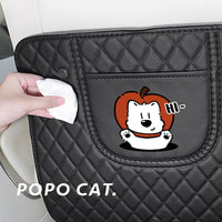 Cartoon Car Backseat Kick Mat Protector with Storage Pockets, PU Leather Anti-Dirty Pad for Kids