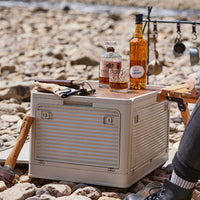 Outdoor Camping Storage Box with Wooden Lid Foldable Car Trunk Organizer Picnic Travel Container