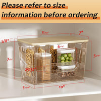 Stackable Clear Plastic Storage Bins with Bamboo Lids and Card Slots for Home Organization