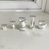 Miniature Ceramic Rose Flower Vase Dollhouse Bathroom Decor