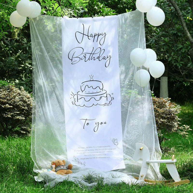 Outdoor Birthday Party Backdrop Kit with Gauze, Balloons, and Accessories for Girls' Photo Shoots
