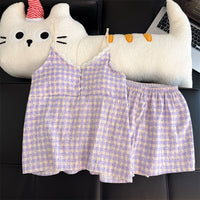Women's Summer Floral/Plaid/Polka Dot Camisole Pajama Set with Chest Pads