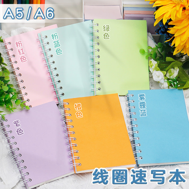 Macaron Color Coil-Bound Sketchbook for Artists, Portable A5/A6 Marker Paper Notebook