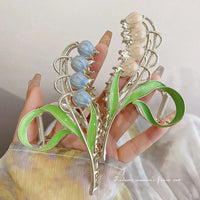 Hand-Painted Floral Hair Claw Clip for Women, Sweet Girls' Temperament Shark Clip for Back of Head