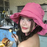 Dopamine Sweet Quick-Dry Bucket Hat for Women, Outdoor Wide Brim Foldable Sun Protection Beach Hat