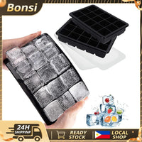 15-Grid Silicone Ice Cube Tray with Lid, Easy Release Square Ice Maker Mold for Home Kitchen Bar