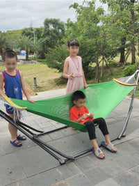 BANMAI Vietnamese Hammock with Black Steel Stand, Foldable Indoor/Outdoor Camping & Beach Bed