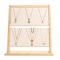 Bamboo & Wood 2-Tier Detachable Necklace Display Stand for Jewelry & Pendant Organization