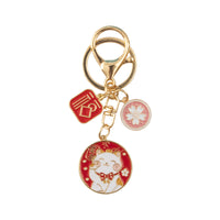Japanese Lucky Cat Keychain Metal Charm for Bags and Car Keys