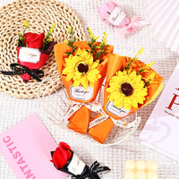 Artificial Sunflower and Rose Soap Flower Bouquet for Valentine's Day and Gifts