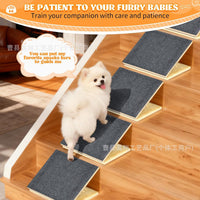 Adjustable Height Wooden Pet Stairs with Non-Slip Treads for Small Dogs