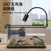 Kouting Turtle and Fish Tank with Basking Platform, Desktop Aquarium for Living Room, Self-Cleaning Plastic Tank