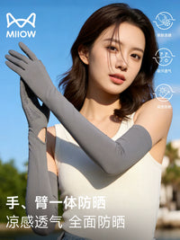 Mao Ren Women's UV Protection Ice Silk Arm Sleeves for Outdoor Cycling and Driving