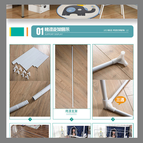 Mosquito Net Frame Replacement Parts - Coated Iron Rods and Connectors for Student Dormitory Beds
