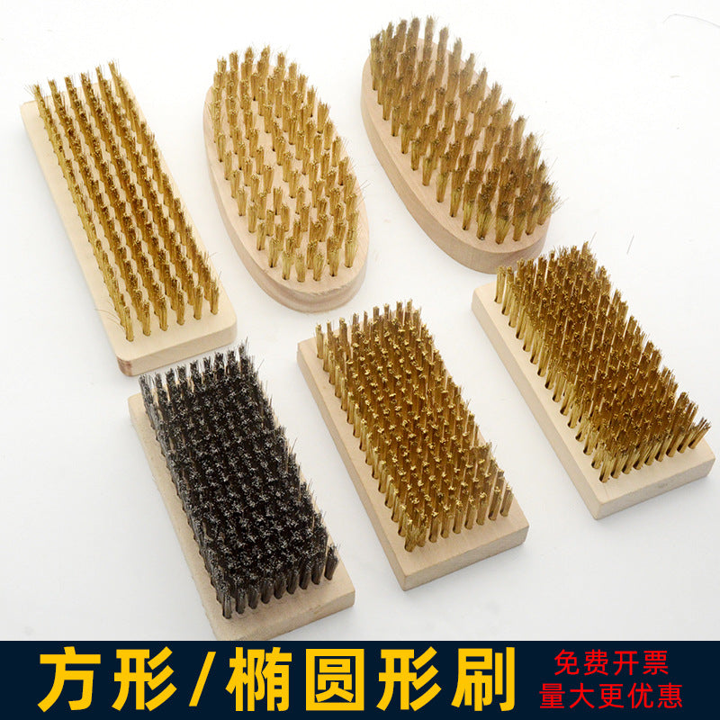 Wire Brush Set for Rust Removal, Deburring, and Cleaning - Copper and Stainless Steel Bristles
