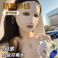 Women's Summer UV Protection Ice Silk Breathable Face Mask with Neck Gaiter and Drink Opening