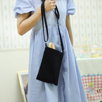 Mini Crossbody Phone Bag for Men and Women, Lightweight Solid Color Canvas Zipper Pouch