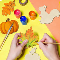 Thanksgiving Autumn Maple Leaf Pumpkin Squirrel Wooden Slice Hanging Ornaments for Party Decoration