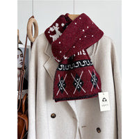 Wool Blend Neck Warmer for Men and Women, Thickened Winter Scarf with Christmas Vibe
