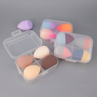 4-Piece Hydrophilic Non-Latex Makeup Sponge Set with Divided Case, Wet and Dry Use