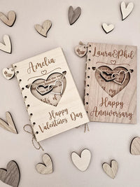 Personalized Carved Wooden Greeting Card for Valentine's Day, Birthday, Anniversary - Unique Gift for Couples