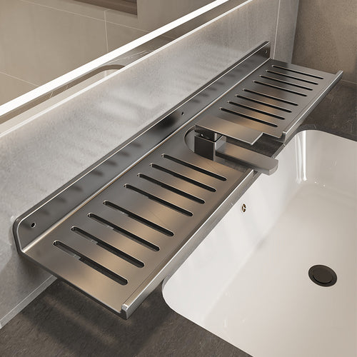Wall-Mounted Bathroom Shelf for Vanity Mirror and Sink, Punch-Free Installation