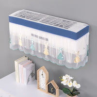 Embroidered Air Conditioner Dust Cover with Wind Deflector for Wall-Mounted Units