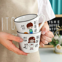 Family Cartoon Ceramic Mugs Set for Parents and Kids