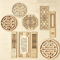 New Chinese Style Wooden Screen Coasters and Ornaments for DIY Crafts