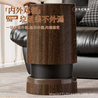 Wood Grain Waste Bin with Wheels for Home and Office, Large Capacity, Open Top